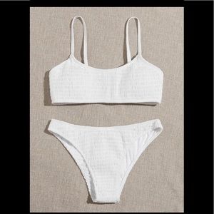 NWT NIB white smocked bikini